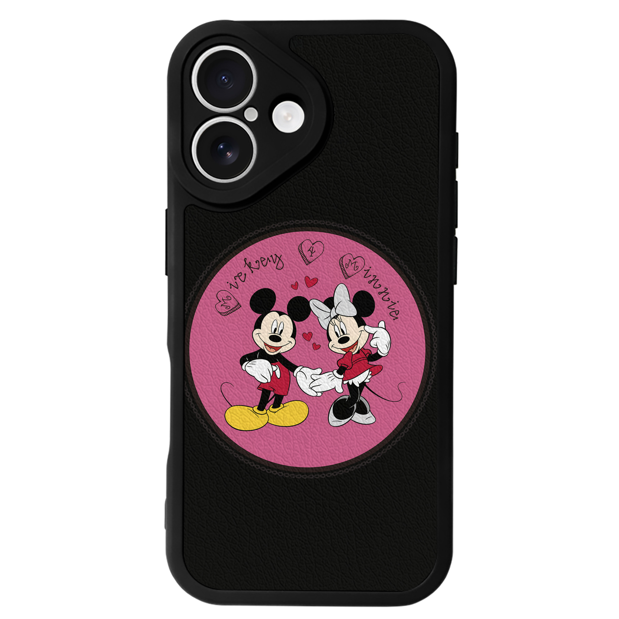 （画像用） ミッキーマウス Mickey Mouse 【iPhone 16シリーズ対応】シリコンスマホケース（レザー調） 材質：シリコン